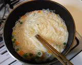簡単☆たっぷり野菜のミルクスープうどん作り方2写真