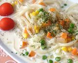 簡単☆たっぷり野菜のミルクスープうどん作り方3写真