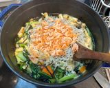 小松菜としらすのストウブ炊込み玄米ご飯作り方4写真