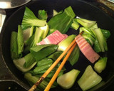 青梗菜ともやしのベーコン炒め作り方1写真