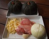 ハロウィンに♪かぼちゃとチキンのグラタン作り方1写真
