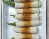 オクラを詰めた海苔巻きちくわ作り方3写真