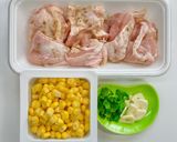 鶏もも肉と缶詰コーンのガリバタ醤油炒め作り方1写真