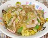 ぱらぱら卵炒飯にカニカマあんかけ作り方4写真