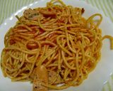 残り物のトマトパスタで「パスタ飯」♪作り方1写真