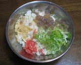 蒟蒻とタクアンの入ったうちのお好み焼き作り方4写真