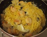 海老ときのこのわさびクリームパスタ作り方4写真