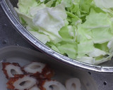 たっぷりｷｬﾍﾞﾂとちくわの煮物作り方1写真
