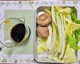 簡単主菜無水で豚肉と白菜と小松菜すき焼き風肉料理作り方1写真