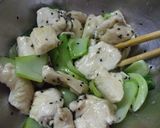 柔らか鶏むね肉と青梗菜のごま風味作り方6写真