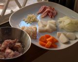 鶏肉と根菜のポワレ♪熱々スープ添えライス作り方1写真