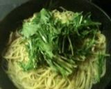 水菜と豚肉のスパゲティ☆ゆず胡椒風味作り方6写真