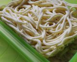 ルクエで豚バラ肉とねぎの和風スープパスタ作り方3写真