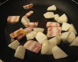 こかぶとベーコンのクリームスパゲティー作り方1写真
