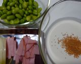 ♬枝豆とロースハムの濃厚クリームパスタ♬作り方1写真