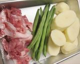 豚肉とじゃがいも、インゲンの揚げ煮作り方2写真