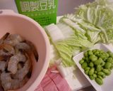 ❁豆乳で…えびと白菜のクリーム煮❁作り方1写真