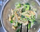 今日の副菜！小松菜ともやし油揚げの辛子和え作り方6写真