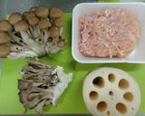 きのことひき肉で☆れんこんはさみ焼き作り方1写真