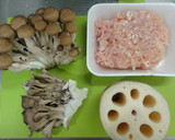 きのことひき肉で☆れんこんはさみ焼き作り方1写真