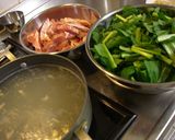 鶏肉＆小松菜のラーメン鍋作り方2写真