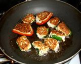 ピーマンの鶏挽肉詰め～簡単カレーソース～作り方6写真