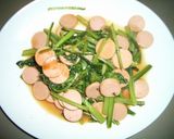 おさかなソーセージと小松菜のかき醤油炒め作り方2写真