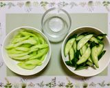 リンゴとセロリとハムときゅうりのサラダ作り方1写真