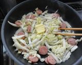白菜とソーセージのパスタ作り方3写真
