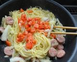 白菜とソーセージのパスタ作り方4写真