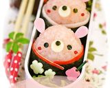 紅白うさぎちゃんおにぎり＊お正月キャラ弁作り方8写真