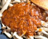 爽やか絹サヤとぷりぷりしめじの麻婆丼作り方8写真