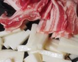 豚バラ肉と長いものチーズ味噌炒め作り方1写真