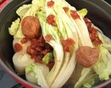 白菜と長ネギの梅トマ蒸し作り方2写真