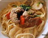 お雑煮をリサイクル、中華風ごまみそパスタ作り方6写真