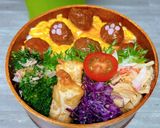 ふわふわ卵にミートボール乗っけ弁当作り方7写真