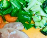 鶏肉とブロッコリーの茎までチーズカレー作り方1写真
