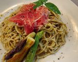 生ハムとバジルクリームの冷製パスタ作り方5写真