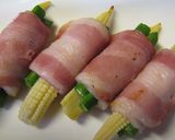 お弁当に彩り添えるベーコン巻き作り方4写真