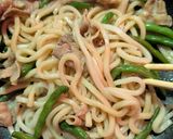 簡単★豚肉といんげんの焼きうどん作り方5写真
