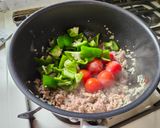 ピーマンとミニトマトと豚ひき肉で！トマト味パスタ作り方5写真
