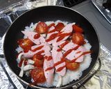 おさかなのソーセージでご飯とお餅のピザ風作り方6写真