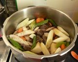圧力鍋で牛すじ肉と根菜の甘辛しょうゆ煮作り方4写真