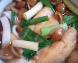 なめこと油揚げとレンコンのおそば作り方5写真