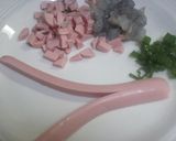 ソーセージハート卵蒸し焼き作り方1写真