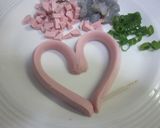 ソーセージハート卵蒸し焼き作り方2写真