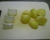 男の料理 じゃがいもとたまねぎのみそしる作り方1写真