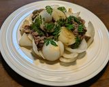 新玉葱の関西風肉うどん　木の芽作り方6写真