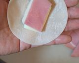 餃子の皮で簡単ハムチーズブリトー！作り方2写真