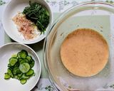 夏の夕飯!ツナ缶胡瓜茗荷大葉冷や汁風素麺作り方1写真